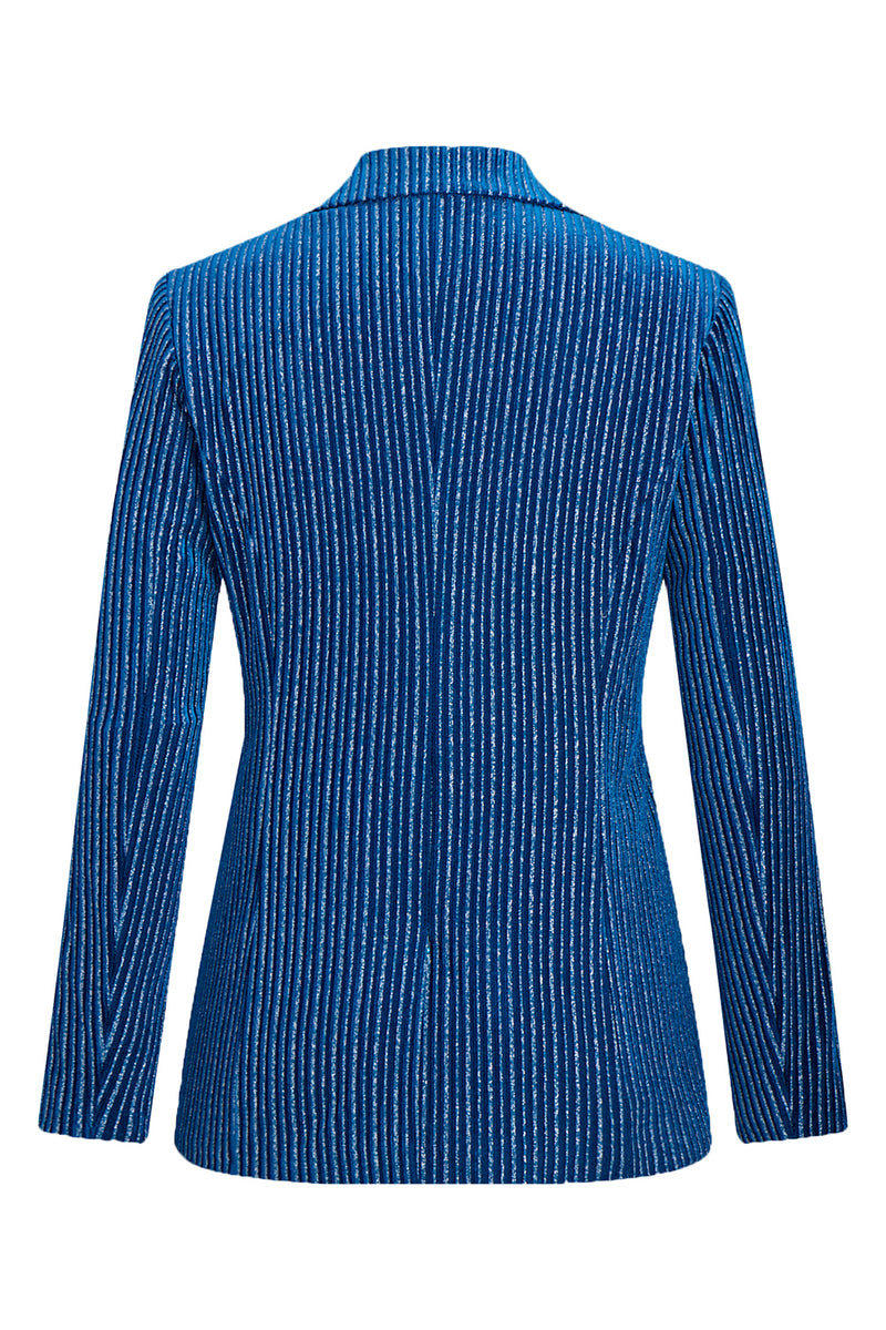 Laden Sie das Bild in den Galerie-Viewer, Tintenblau Kerbrevers Streifen Damen Partyanzüge