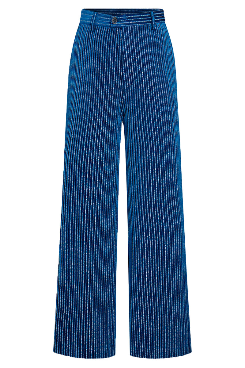 Laden Sie das Bild in den Galerie-Viewer, Tintenblau Kerbrevers Streifen Damen Partyanzüge