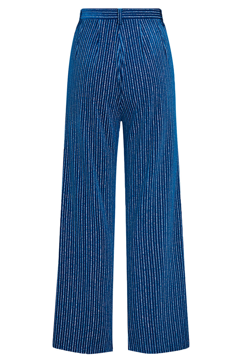 Laden Sie das Bild in den Galerie-Viewer, Tintenblau Kerbrevers Streifen Damen Partyanzüge