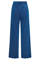 Laden Sie das Bild in den Galerie-Viewer, 2-teilige Tintenblaue Samt Gestreifte Damen Ballanzüge