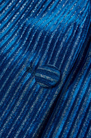 Laden Sie das Bild in den Galerie-Viewer, 2-teilige Tintenblaue Samt Gestreifte Damen Ballanzüge