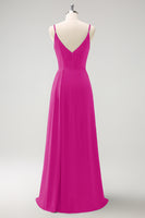 Laden Sie das Bild in den Galerie-Viewer, Dunkelgrünes Spaghettiträger Ruchen Langes Brautjungfernkleid mit Schlitz