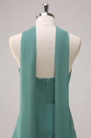 Laden Sie das Bild in den Galerie-Viewer, Eukalyptus trägerloses Brautjungfernkleid mit Rüschen und Band