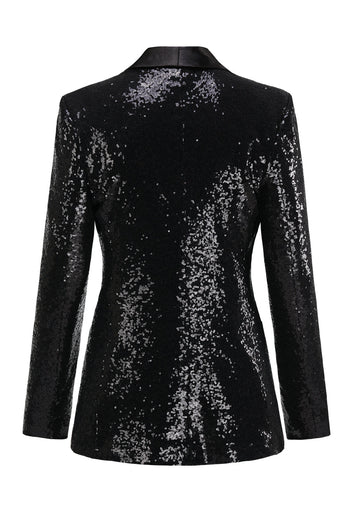 Glitzernder schwarzer Damen Ballblazer mit Fransen