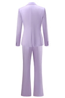 Laden Sie das Bild in den Galerie-Viewer, Lila Peak Revers Satin Zweireihig 2 Stück Damen Anzüge