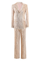 Laden Sie das Bild in den Galerie-Viewer, Champagner Peak Revers Single Button Pailletten Damenanzüge