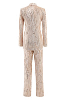 Laden Sie das Bild in den Galerie-Viewer, Champagner Peak Revers Single Button Pailletten Damenanzüge