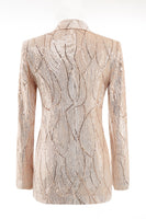 Laden Sie das Bild in den Galerie-Viewer, Champagner Peak Revers Single Button Pailletten Damenanzüge