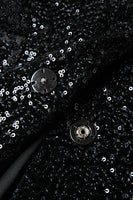 Laden Sie das Bild in den Galerie-Viewer, Glitzernder Pailletten Schwarzer Blazer mit langen Ärmeln