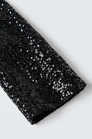 Laden Sie das Bild in den Galerie-Viewer, Glitzernder Pailletten Schwarzer Blazer mit langen Ärmeln