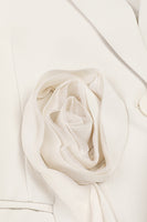 Laden Sie das Bild in den Galerie-Viewer, Elfenbein geblümter unregelmäßiger langer Damenblazer