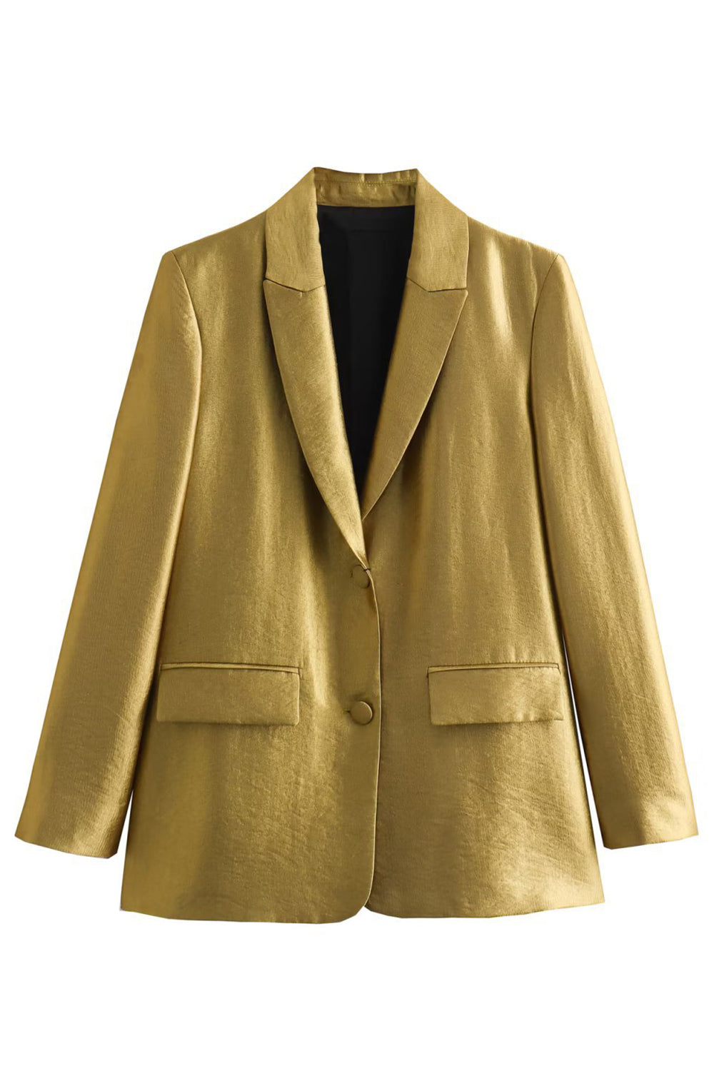 Goldener einreihiger Oversize Blazer mit Spitzrevers