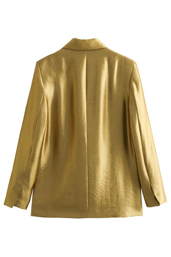 Goldener einreihiger Oversize Blazer mit Spitzrevers