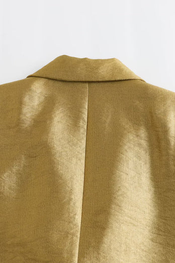 Goldener einreihiger Oversize Blazer mit Spitzrevers