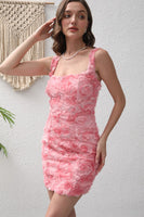 Laden Sie das Bild in den Galerie-Viewer, Rosa kurzes Schnür-Partykleid mit 3D-Blume