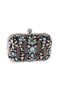 Zarte schwarze Handtasche mit Strasssteinen