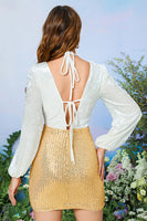 Laden Sie das Bild in den Galerie-Viewer, Schwarzes Bodycon Neckholder Kurzes Cocktailkleid mit glitzernden Pailletten