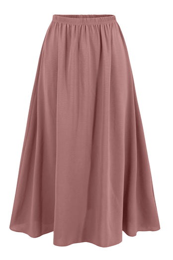 Langes A-Linie Dusty Rose Partykleid aus gestuftem Chiffon mit langen Ärmeln