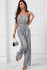 Laden Sie das Bild in den Galerie-Viewer, Grauer Glitzer Pailletten Jumpsuit mit weitem Bein