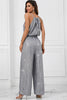 Laden Sie das Bild in den Galerie-Viewer, Grauer Glitzer Pailletten Jumpsuit mit weitem Bein