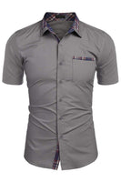 Laden Sie das Bild in den Galerie-Viewer, Armeegrün Kurzärmeliges Button-Down Hemd für Herren