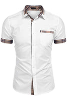 Laden Sie das Bild in den Galerie-Viewer, Armeegrün Kurzärmeliges Button-Down Hemd für Herren