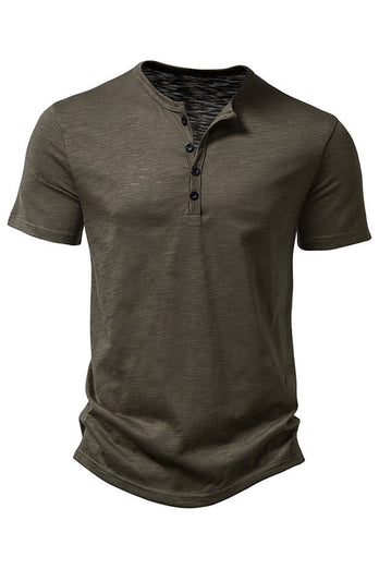 Khaki Regular Fit Herren Poloshirt mit Rundhalsausschnitt und Knopf