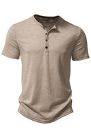 Laden Sie das Bild in den Galerie-Viewer, Khaki Regular Fit Herren Poloshirt mit Rundhalsausschnitt und Knopf