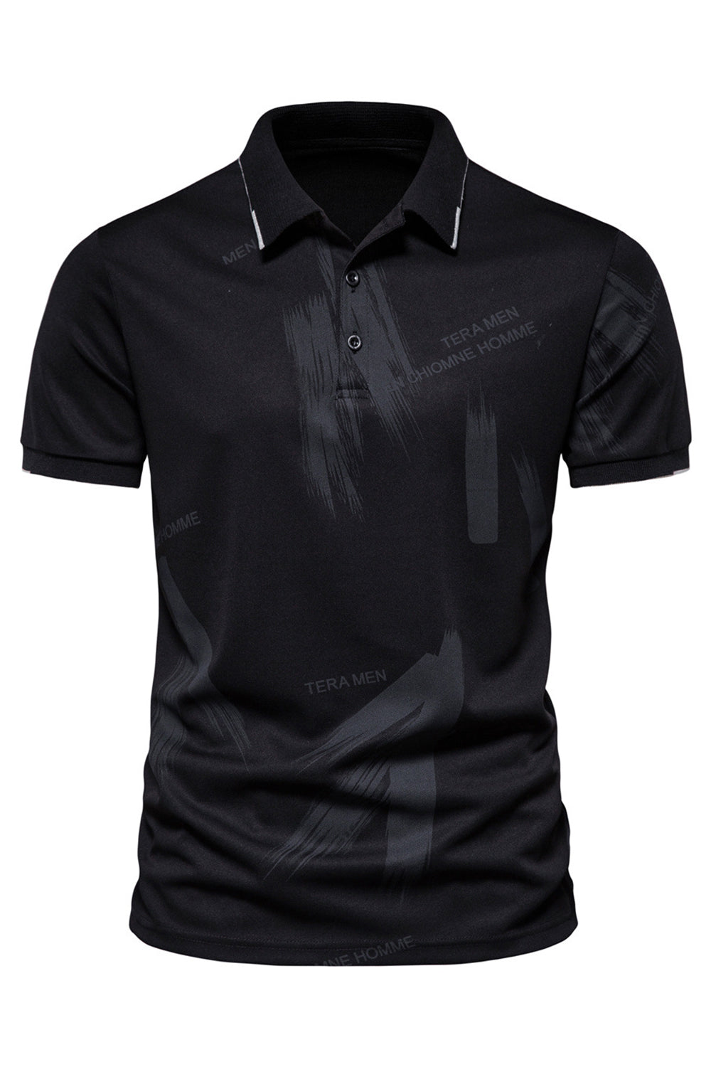 Schwarzes Slim Fit Poloshirt aus Baumwolle mit kurzen Ärmeln für Herren