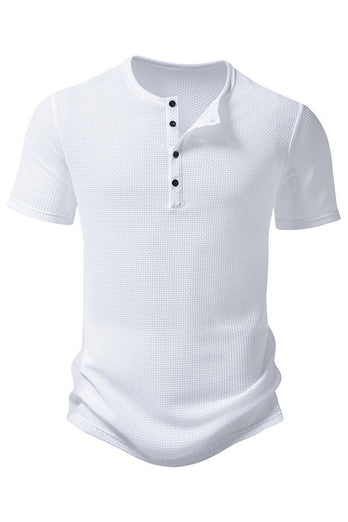 Weißes kurzärmeliges lässiges Poloshirt mit Waffel für Herren