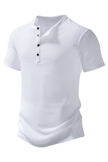 Weißes kurzärmeliges lässiges Poloshirt mit Waffel für Herren