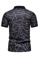 Laden Sie das Bild in den Galerie-Viewer, Weißes Poloshirt mit kurzen Ärmeln und Musterdruck für Herren