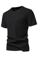 Laden Sie das Bild in den Galerie-Viewer, Weißes Herrenhemd aus Strickbaumwolle mit Rundhalsausschnitt und kurzen Ärmeln