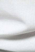 Laden Sie das Bild in den Galerie-Viewer, Weißes Herrenhemd aus Strickbaumwolle mit Rundhalsausschnitt und kurzen Ärmeln