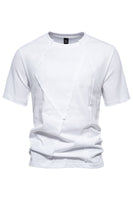 Laden Sie das Bild in den Galerie-Viewer, Schwarzes Herrenhemd aus Baumwolle mit kurzen Ärmeln und Rundhalsausschnitt