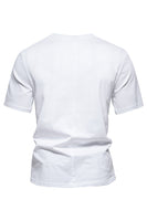 Laden Sie das Bild in den Galerie-Viewer, Schwarzes Herrenhemd aus Baumwolle mit kurzen Ärmeln und Rundhalsausschnitt