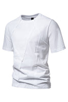 Laden Sie das Bild in den Galerie-Viewer, Schwarzes Herrenhemd aus Baumwolle mit kurzen Ärmeln und Rundhalsausschnitt