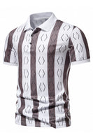 Laden Sie das Bild in den Galerie-Viewer, Schwarzes bedrucktes Kurzarm Poloshirt für Herren mit Muster