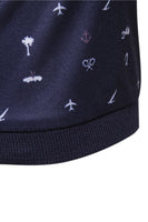 Laden Sie das Bild in den Galerie-Viewer, Dunkelblaues bedrucktes Kurzarm Poloshirt für Herren mit Muster