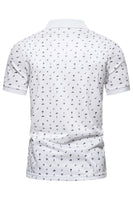 Laden Sie das Bild in den Galerie-Viewer, Dunkelblaues bedrucktes Kurzarm Poloshirt für Herren mit Muster