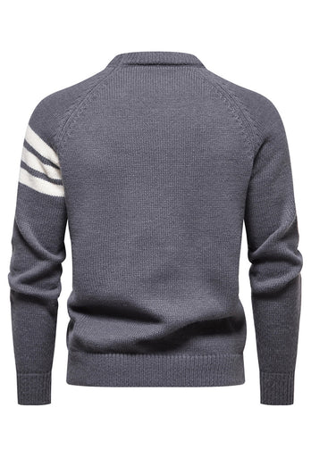 Grauer Herren Rundhalsausschnitt Slim Fit Pullover