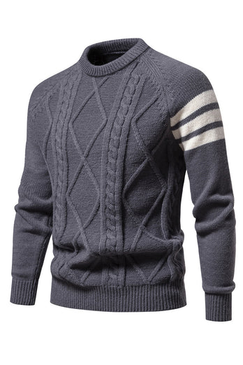 Grauer Herren Rundhalsausschnitt Slim Fit Pullover