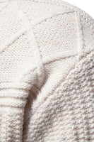 Laden Sie das Bild in den Galerie-Viewer, Weißer Herren Rundhalsausschnitt Zopfpullover Pullover