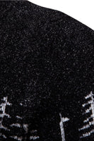 Laden Sie das Bild in den Galerie-Viewer, Schwarzer Slim-Fit Herrenpullover mit Rundhalsausschnitt und Weihnachts-Hirsch-Druck