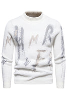 Laden Sie das Bild in den Galerie-Viewer, Weißer Slim Fit Herrenpullover mit Rundhalsausschnitt