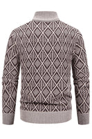 Laden Sie das Bild in den Galerie-Viewer, Herren Jacquard Samt Casual Cardigan Jacke mit Stehkragen