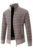Laden Sie das Bild in den Galerie-Viewer, Herren Jacquard Samt Casual Cardigan Jacke mit Stehkragen