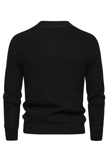 Weißer Jacquard-Rundhalsausschnitt Herren Strickpullover