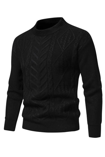 Weißer Jacquard-Rundhalsausschnitt Herren Strickpullover