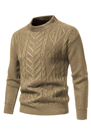 Weißer Jacquard-Rundhalsausschnitt Herren Strickpullover